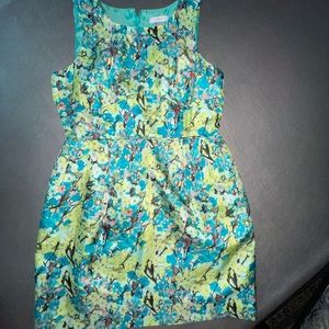 J Crew Blue Silk Floral Print Sleeveless Pleated  Cocktail Dress size 10 li…